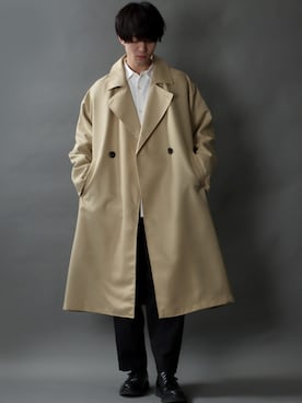 「SITRY（シトリー）のアイテム（チェスターコート）」を使った、Kanoさん（メンズ・178cm）の春コーディネート