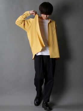 「SITRY（シトリー）のloose tapered tuck wide Pants/ルーズ テーパード タック ワイドパンツ（スラックス）」を使った、SITRYさん（メンズ・178cm）の冬コーディネート