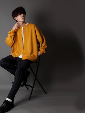 「SITRY（シトリー）のloose tapered tuck wide Pants/ルーズ テーパード タック ワイドパンツ（スラックス）」を使った、SITRYさん（メンズ・178cm）の秋コーディネート