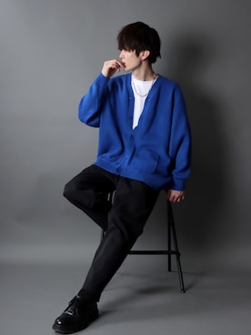 「SITRY（シトリー）のloose tapered tuck wide Pants/ルーズ テーパード タック ワイドパンツ（スラックス）」を使った、SITRYさん（メンズ・178cm）の冬コーディネート