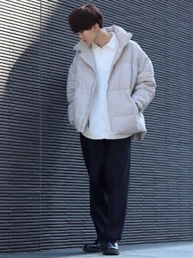 「SITRY（シトリー）のloose tapered tuck wide Pants/ルーズ テーパード タック ワイドパンツ（スラックス）」を使った、SITRYさん（メンズ・178cm）の秋コーディネート