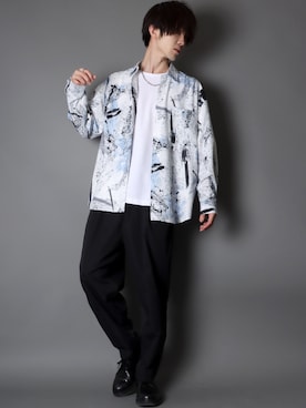 「SITRY（シトリー）のloose tapered tuck wide Pants/ルーズ テーパード タック ワイドパンツ（スラックス）」を使った、SITRYさん（メンズ・178cm）の春コーディネート