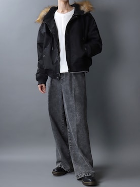 「Dr. Martens（ドクターマーチン）のアイテム」を使った、SITRYさん（メンズ・181cm）の冬コーディネート