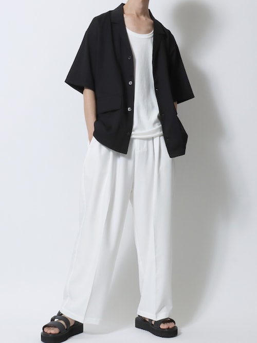★DRAW FIT★ カラー ステッチ コットン 半袖 ジャケット SITRY ジャケット テーラードジャケット drape tailored collar