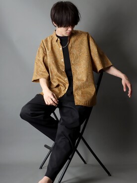 「SITRY（シトリー）のloose tapered tuck wide Pants/ルーズ テーパード タック ワイドパンツ（スラックス）」を使った、SITRYさん（メンズ・178cm）の夏コーディネート