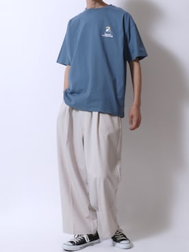 「アイテム（スラックス、ホワイト系）」を使った、Kanoさん（メンズ・178cm）の夏コーディネート
