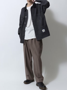 「アイテム（スラックス）」を使った、SITRYさん（メンズ・181cm）の秋コーディネート