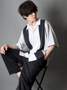 「オープンカラー」｜「アイテム（アクセサリー）」を使った、Kanoさん（メンズ・178cm）の夏コーディネート