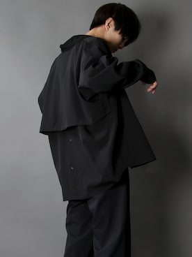 「SITRY（シトリー）のloose tapered tuck wide Pants/ルーズ テーパード タック ワイドパンツ（スラックス）」を使った、SITRYさん（メンズ・178cm）の冬コーディネート
