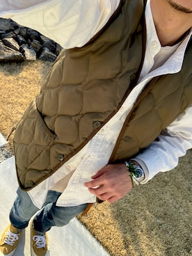 「アイテム（ダウンベスト）」を使った、珍味さん（メンズ・175cm・30代）の冬コーディネート
