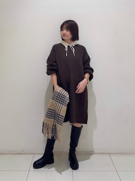 「ニット/セーター」｜「アイテム（ワンピース/ドレス）」を使った、N. STAFFさん（レディース・158cm）の冬コーディネート