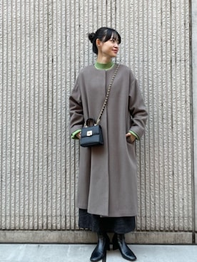 「N.（N. Natural Beauty Basic）（エヌエヌナチュラルビューティーベーシック）のアイテム（ノーカラーコート）」を使った、N. STAFFさん（レディース・157cm）の冬コーディネート