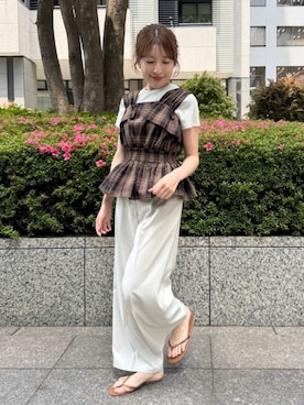 「ラメ」｜「アイテム（Tシャツ/カットソー）」を使った、N. STAFFさん（レディース・160cm）の夏コーディネート