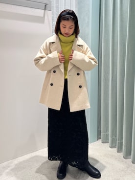 「アイテム（ピーコート、ベージュ系）」を使った、N. STAFFさん（レディース・162cm）の冬コーディネート