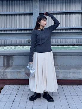 「チョーカートップス」｜N. STAFFさん（レディース・158cm）の冬コーディネート