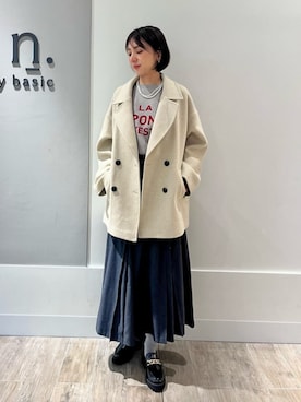 「アイテム（ピーコート）」を使った、N. STAFFさん（レディース・162cm）の秋コーディネート
