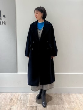 「アイテム（チェスターコート）」を使った、N. STAFFさん（レディース・162cm）の冬コーディネート