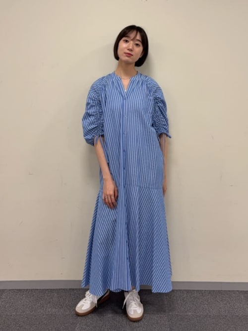 セール】【PS/低身長サイズ】ストライプドロストワンピース
