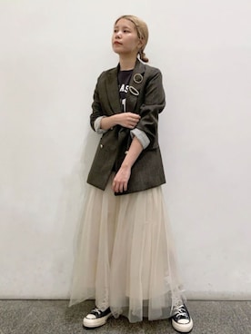 「N.（N. Natural Beauty Basic）（エヌエヌナチュラルビューティーベーシック）のアイテム（テーラードジャケット）」を使った、N. STAFFさん（レディース・156cm）の夏コーディネート