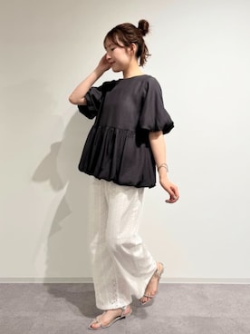 「ぺプラムトップス」｜「アイテム（グレー系）」を使った、N. STAFFさん（レディース・160cm）の夏コーディネート