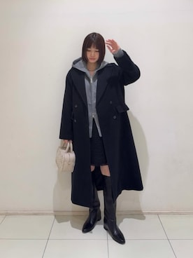 「アイテム（チェスターコート）」を使った、N. STAFFさん（レディース・158cm）の冬コーディネート