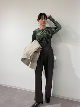 「N.（N. Natural Beauty Basic）（エヌエヌナチュラルビューティーベーシック）のアイテム（ステンカラーコート）」を使った、N. STAFFさん（レディース・157cm）の冬コーディネート