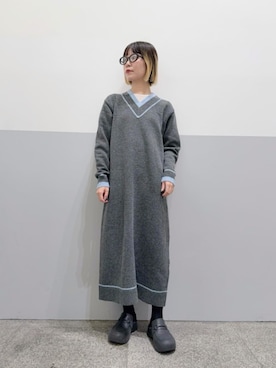 「ニット/セーター」｜「アイテム（ワンピース/ドレス）」を使った、N. STAFFさん（レディース・156cm）の冬コーディネート