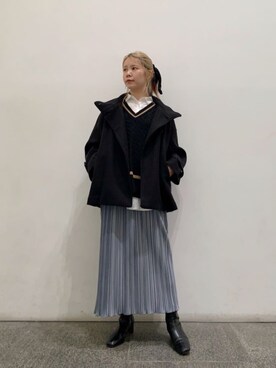「N.（N. Natural Beauty Basic）（エヌエヌナチュラルビューティーベーシック）のアイテム（ステンカラーコート）」を使った、N. STAFFさん（レディース・156cm）の冬コーディネート