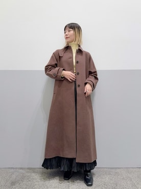 「オトナカジュアル」｜「アイテム（ステンカラーコート）」を使った、N. STAFFさん（レディース・156cm）の冬コーディネート