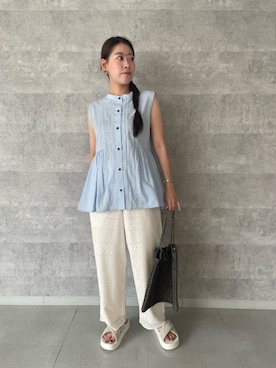 「N.（N. Natural Beauty Basic）（エヌエヌナチュラルビューティーベーシック）のアイテム（パンツ）」を使った、N. STAFFさん（レディース・156cm）の夏コーディネート