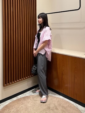 「ラップパンツ」｜「アイテム（スラックス）」を使った、N. STAFFさん（レディース・168cm）の夏コーディネート