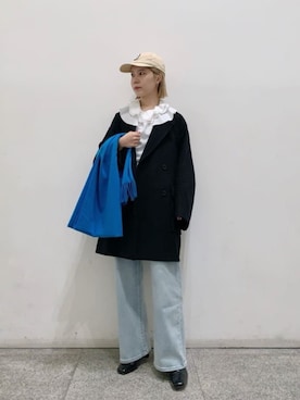「ブラウス」｜「アイテム（ピーコート）」を使った、N. STAFFさん（レディース・156cm）の秋コーディネート