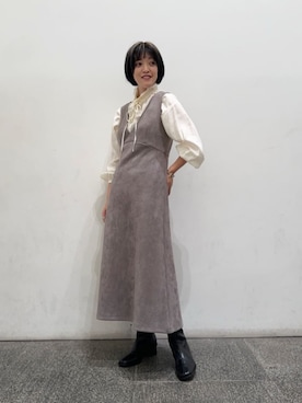 「N.（N. Natural Beauty Basic）（エヌエヌナチュラルビューティーベーシック）のアイテム（ジャンパースカート）」を使った、N. STAFFさん（レディース・158cm）の秋コーディネート