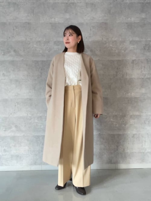 PS/低身長サイズ】カラーレスロングコート（ノーカラーコート）｜N.（N