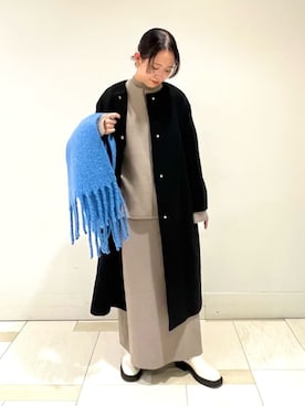 「N.（N. Natural Beauty Basic）（エヌエヌナチュラルビューティーベーシック）のアイテム（ノーカラーコート）」を使った、N. STAFFさん（レディース・154cm）の冬コーディネート
