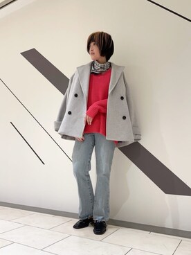 「ラフコーデ」｜「アイテム（ピーコート）」を使った、N. STAFFさん（レディース・157cm）の冬コーディネート