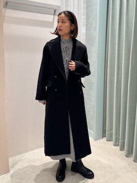 「アイテム（チェスターコート）」を使った、N. STAFFさん（レディース・162cm）の冬コーディネート
