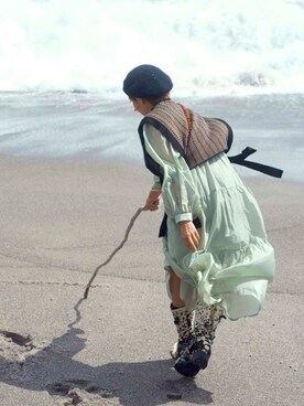 「ベスト×ワンピース」｜ten⭐︎ichiko       さん（レディース・157cm）の秋コーディネート