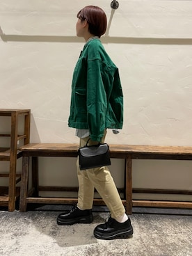 「緑」｜「アイテム（ブルゾン）」を使った、maNa0001さん（レディース・152cm）の冬コーディネート