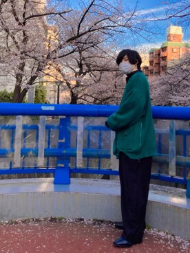 「INTER FACTORY（インターファクトリー）のファッションインフルエンサー じーの × INTER FACTORY　2wayワイドパンツ（その他パンツ）」を使った、ゆうきさん（メンズ・163cm）の春コーディネート