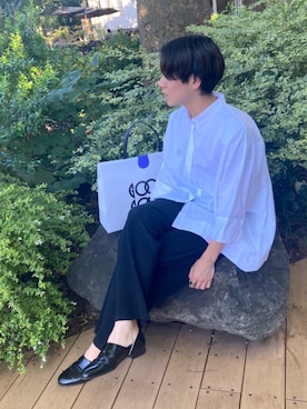 「UNIQLO（ユニクロ）のアイテム（シャツ/ブラウス、ホワイト系）」を使った、karagさん（メンズ・169cm）の夏コーディネート