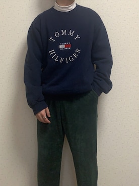 「TOMMY HILFIGER（トミーヒルフィガー）のアイテム（スウェット）」を使った、ゆうたさん（メンズ・158cm）の秋コーディネート