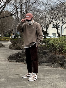 「UNIQLO（ユニクロ）のワイドフィットテーパードコーデュロイパンツ セットアップ可能（その他パンツ）」を使った、ゆうたさん（メンズ・160cm）の春コーディネート