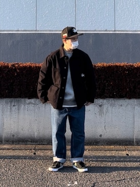 「STUSSY（ステューシー）のアイテム（ブルゾン）」を使った、ゆうたさん（メンズ・160cm）の冬コーディネート