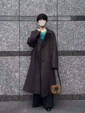 「アイテム（チェスターコート）」を使った、人さん（メンズ・166cm）の冬コーディネート