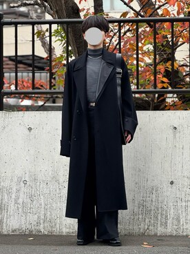 「アイテム（スラックス）」を使った、人さん（メンズ・166cm）の冬コーディネート