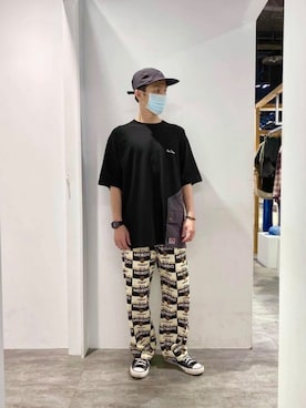 「Gramicci（グラミチ）のアイテム（帽子）」を使った、EPさん（メンズ・175cm）の夏コーディネート