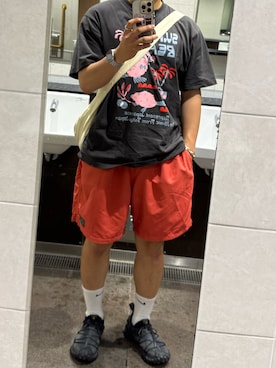 「アイテム（パンツ、オレンジ系）」を使った、shun さん（メンズ・173cm）の夏コーディネート