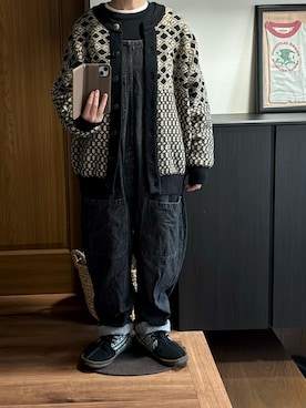 「アイテム（オールインワン・サロペット）」を使った、善さん（レディース・152cm）の冬コーディネート