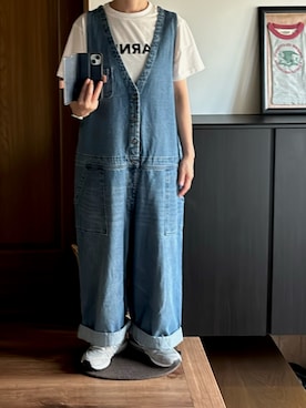 「アイテム（サロペット/オーバーオール、ブルー系）」を使った、善さん（レディース・152cm）の夏コーディネート